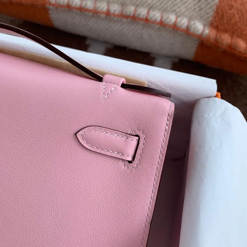 KELLY POCHETTE SWIFT LEATHER ROSE CONFETTI WITH PALLADIUM HARDWARE (PHW) - 5