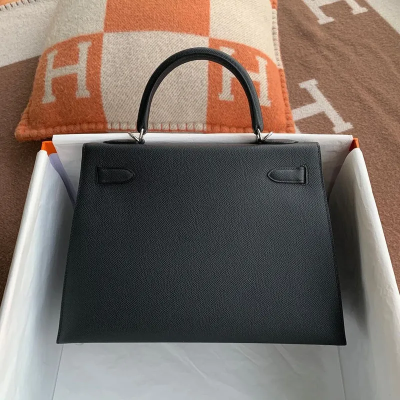KELLY 32 EPSOM LEATHER NOIR (BLACK) WITH PALLADIUM HARDWARE (PHW) - 2