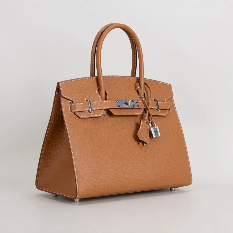 BIRKIN 30 EPSOM LEATHER (SELLIER SHAPE) GOLD WITH PALLADIUM HARDWARE (PHW) - 2