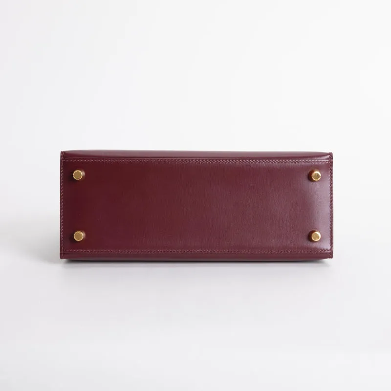 KELLY 25 BOX CALF LEATHER BORDEAUX WITH GOLD HARDWARE (GHW) - 7