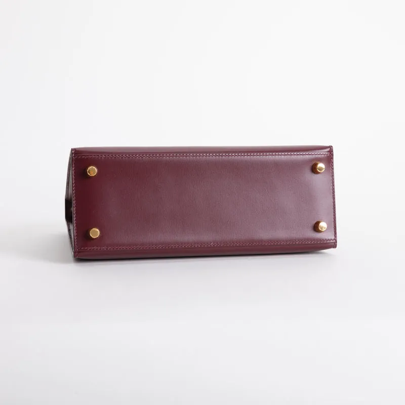 KELLY 25 BOX CALF LEATHER BORDEAUX WITH GOLD HARDWARE (GHW) - 6