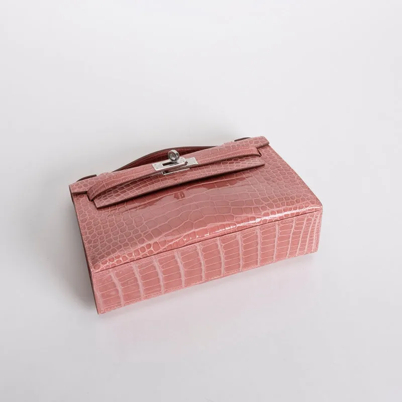 KELLY POCHETTE SHINY MISSISSIPPIENSIS ALLIGATOR LEATHER TERRE CUITE WITH PALLADIUM HARDWARE (PHW) - 3