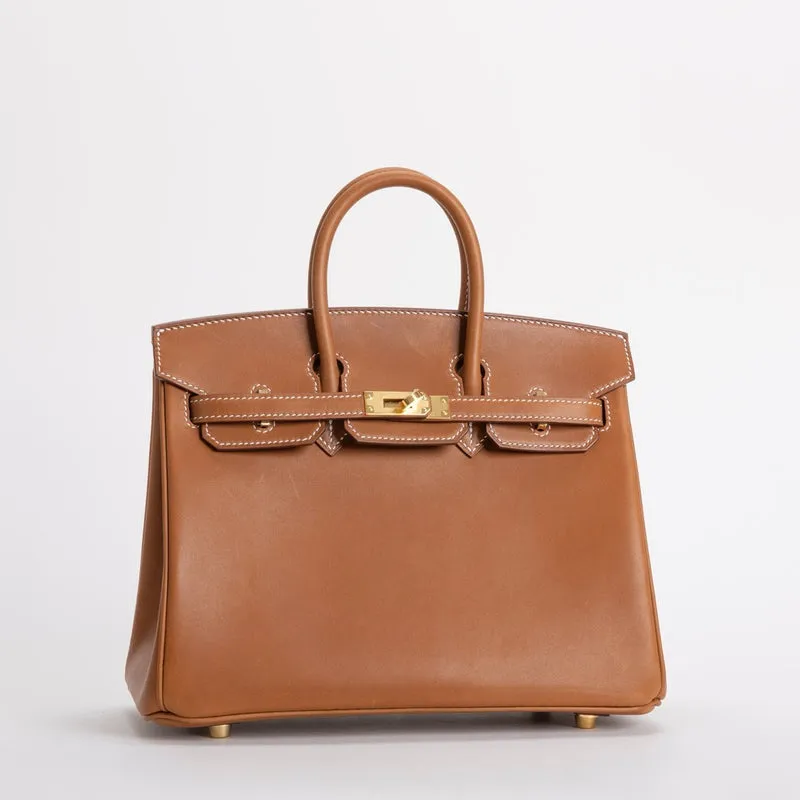 BIRKIN 25 FAUVE BARENIA LEATHER GOLD WITH GOLD HARDWARE (GHW) - 2