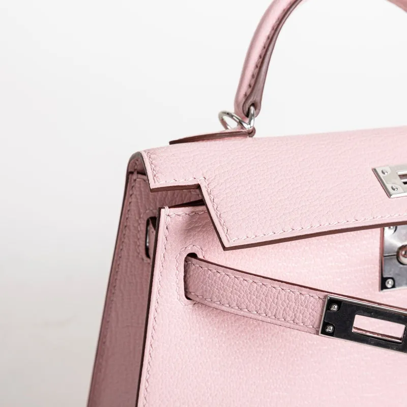 MINI KELLY II (20) CHEVRE LEATHER ROSE SAKURA WITH PALLADIUM HARDWARE (PHW) - 3