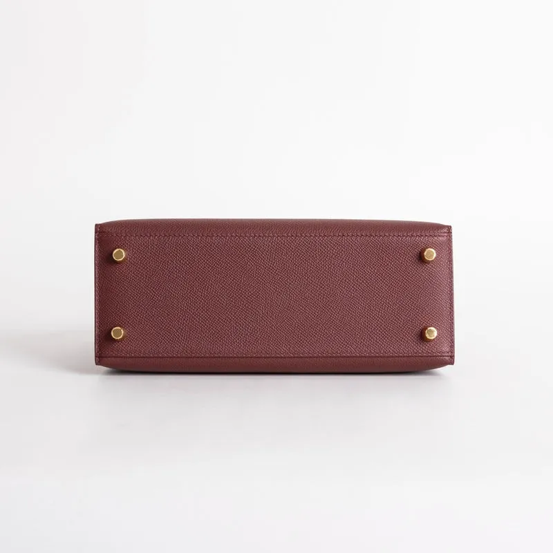 KELLY 25 EPSOM LEATHER ROUGE H WITH GOLD HARDWARE (GHW) - 3