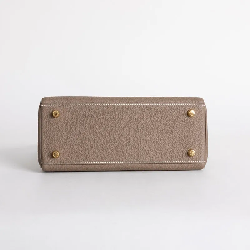 KELLY 25 TOGO LEATHER ETOUPE WITH GOLD HARDWARE (GHW) - 6