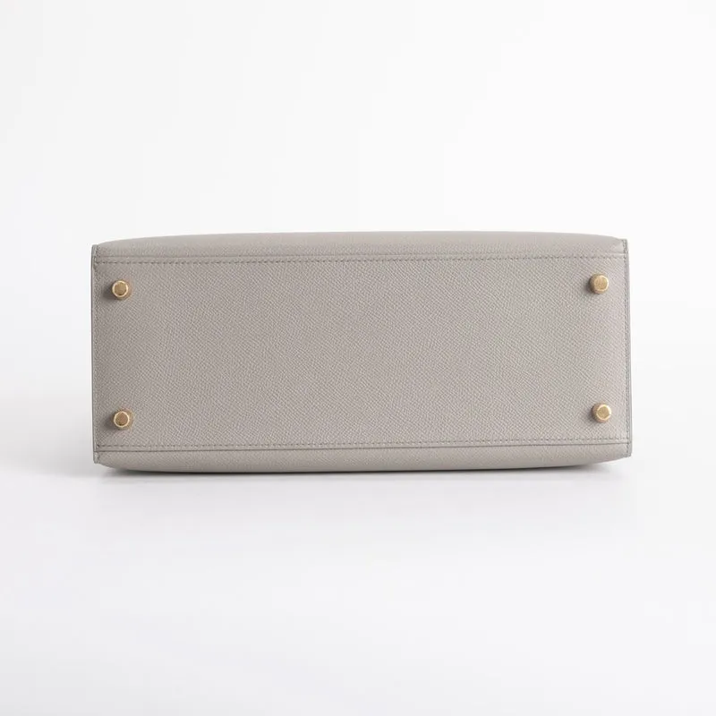 KELLY 28 EPSOM LEATHER GRIS ASPHALTE WITH GOLD HARDWARE (GHW) - 6