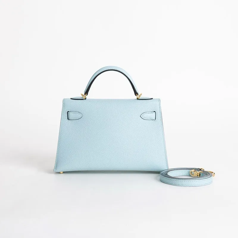 MINI KELLY II (20) EPSOM LEATHER BLEU ZEPHYR WITH GOLD HARDWARE (GHW) - 2