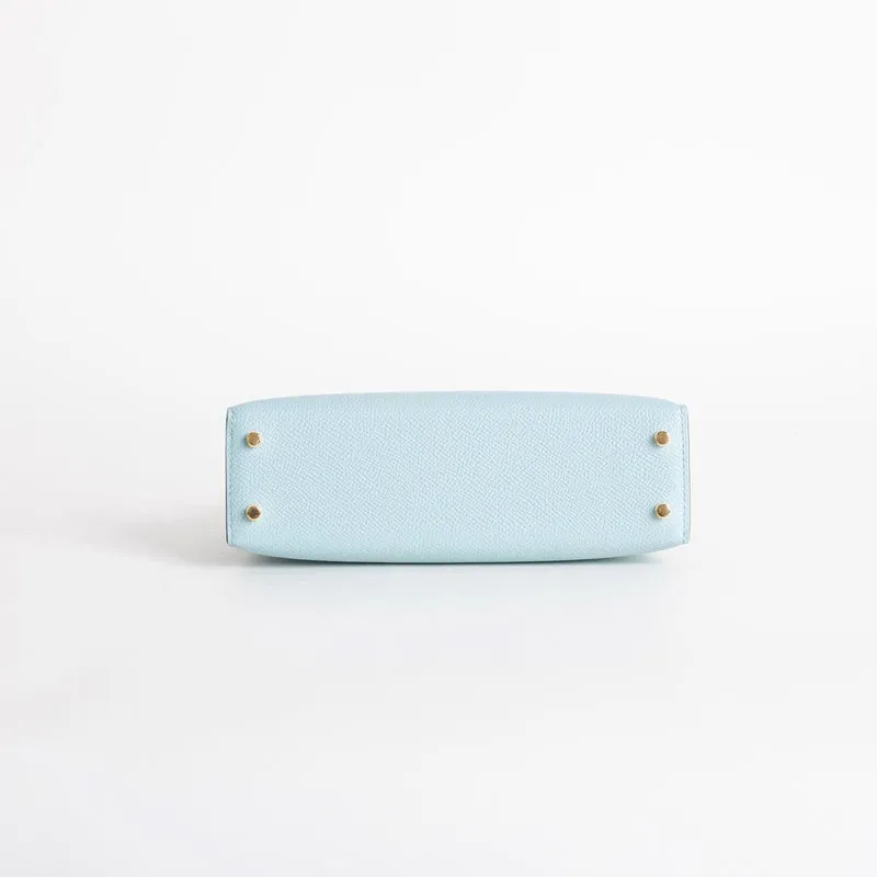 MINI KELLY II (20) EPSOM LEATHER BLEU ZEPHYR WITH GOLD HARDWARE (GHW) - 6