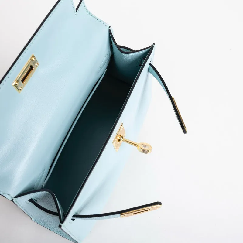 MINI KELLY II (20) EPSOM LEATHER BLEU ZEPHYR WITH GOLD HARDWARE (GHW) - 3