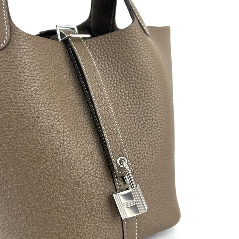 PICOTIN 18 LOCK CLEMENCE LEATHER ETOUPE WITH PALLADIUM HARDWARE (PHW) - 4
