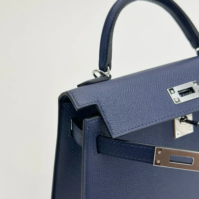 MINI KELLY II (20) EPSOM LEATHER BLEU SAPHIRE WITH PALLADIUM HARDWARE (PHW) - 3