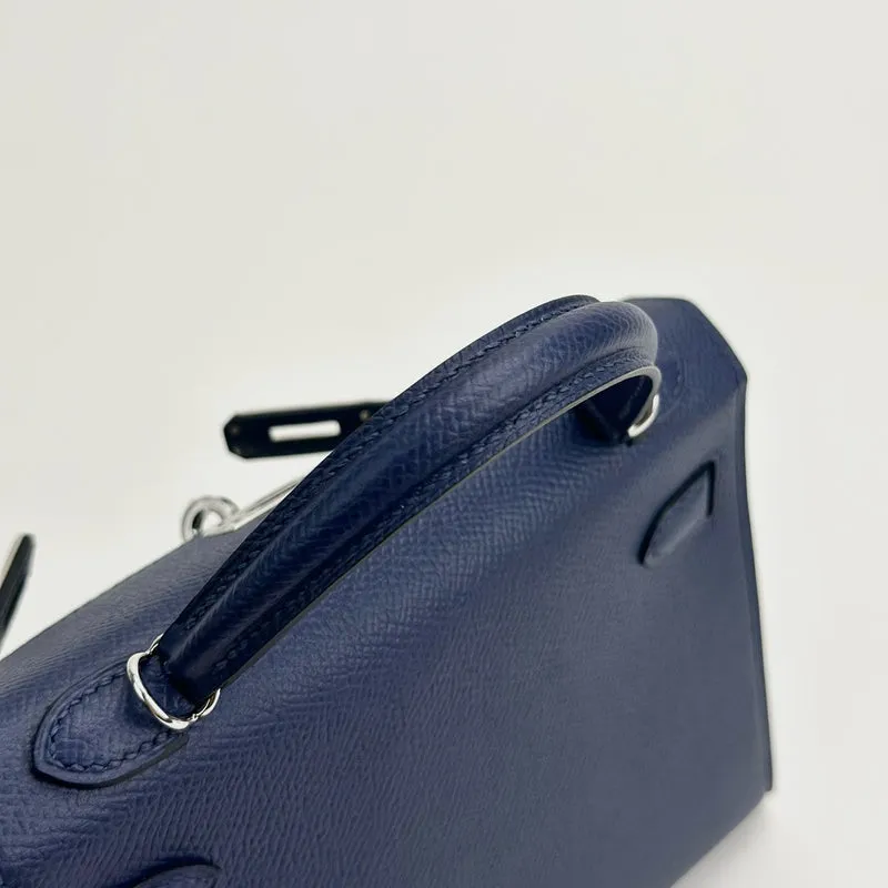 MINI KELLY II (20) EPSOM LEATHER BLEU SAPHIRE WITH PALLADIUM HARDWARE (PHW) - 4