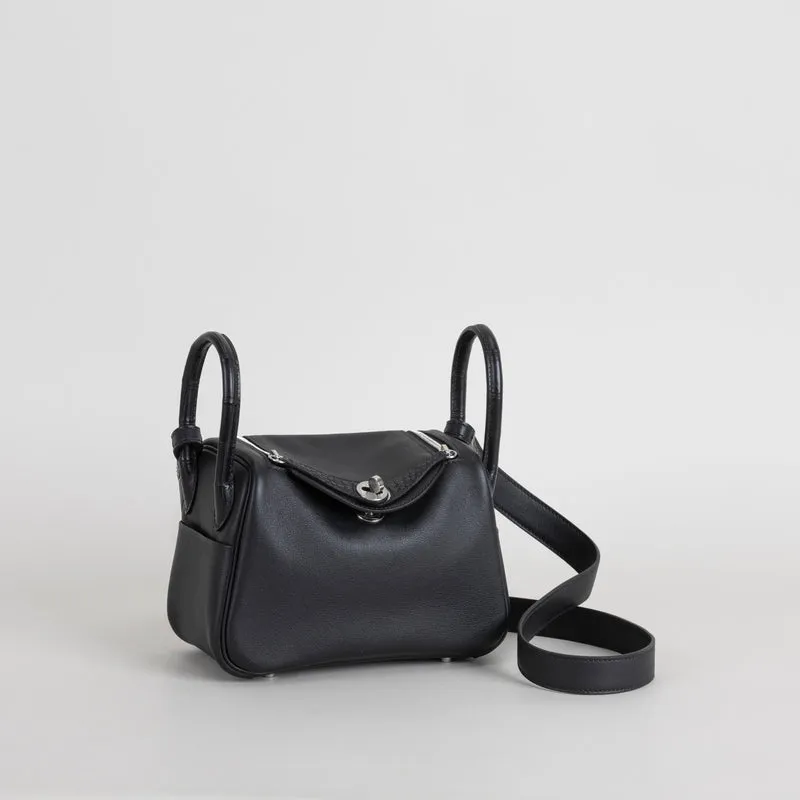 MINI LINDY 20 TOUCH SWIFT LEATHER & MISSISSIPPIENSIS ALLIGATOR (MATTE) NOIR (BLACK) WITH PALLADIUM HARDWARE (PHW) - 2