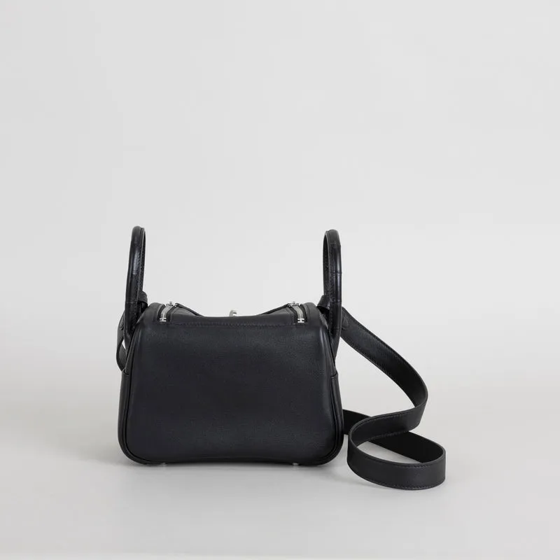 MINI LINDY 20 TOUCH SWIFT LEATHER & MISSISSIPPIENSIS ALLIGATOR (MATTE) NOIR (BLACK) WITH PALLADIUM HARDWARE (PHW) - 3