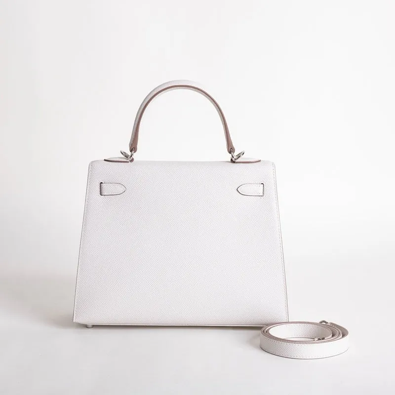 KELLY 25 EPSOM LEATHER GRIS PALE WITH PALLADIUM HARDWARE (PHW) - 3