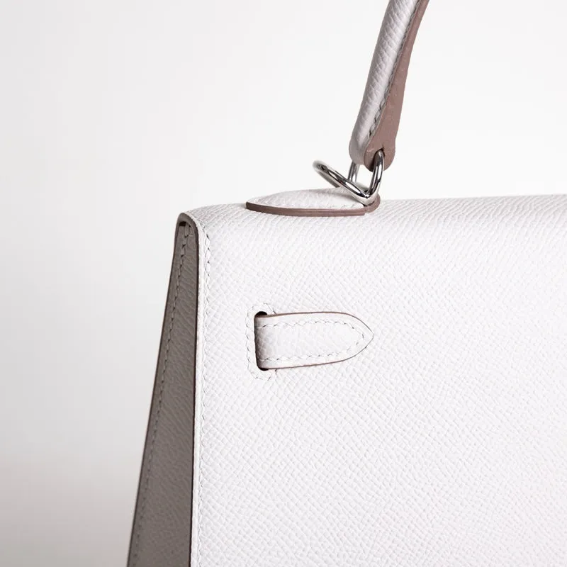 KELLY 25 EPSOM LEATHER GRIS PALE WITH PALLADIUM HARDWARE (PHW) - 5