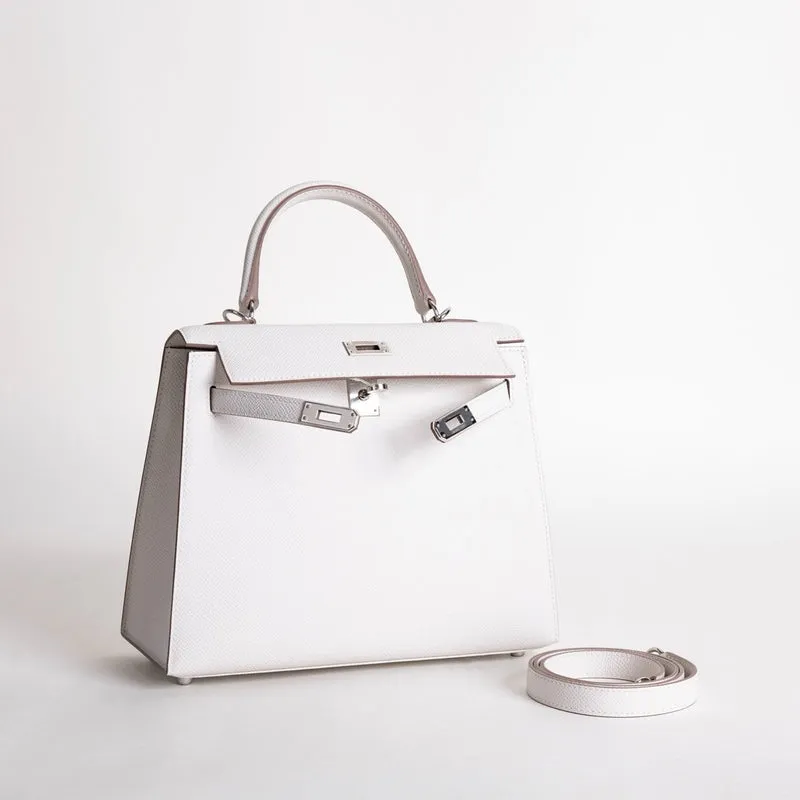 KELLY 25 EPSOM LEATHER GRIS PALE WITH PALLADIUM HARDWARE (PHW) - 2