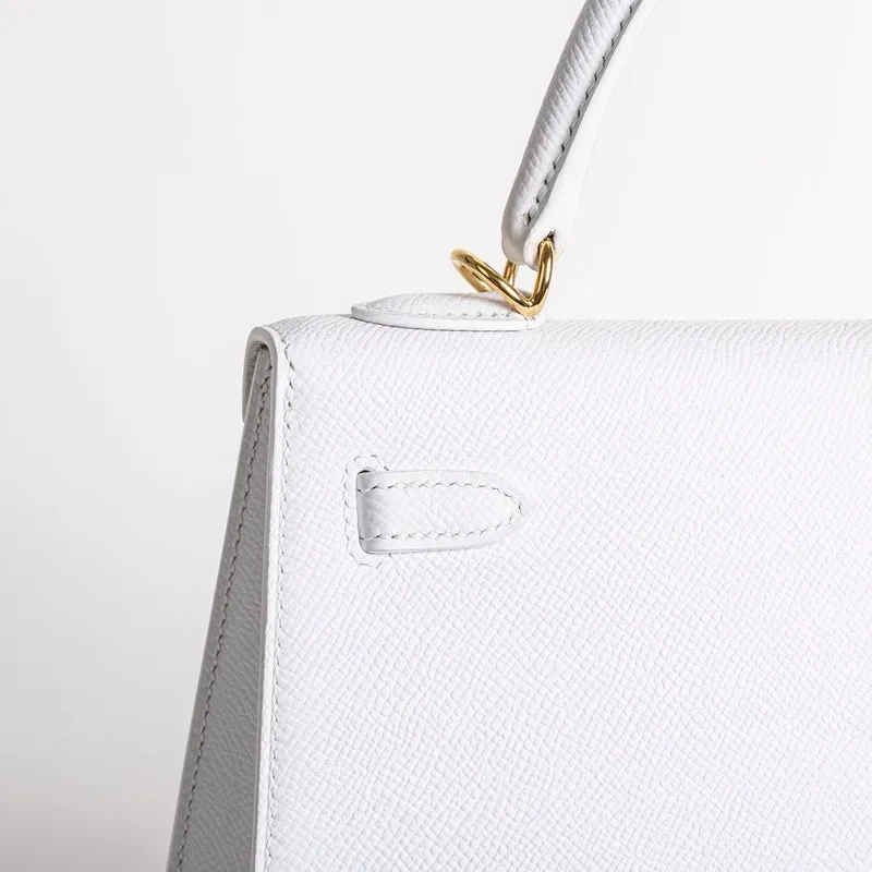 KELLY 25 EPSOM LEATHER WHITE WITH GOLD HARDWARE (GHW) - 5