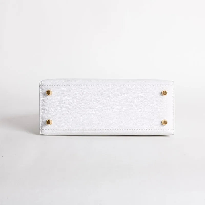 KELLY 25 EPSOM LEATHER WHITE WITH GOLD HARDWARE (GHW) - 6