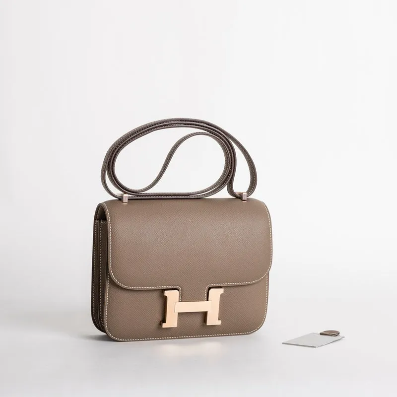 CONSTANCE 18 (MINI) EPSOM LEATHER ETOUPE WITH ROSE GOLD HARDWARE (RGHW) - 2
