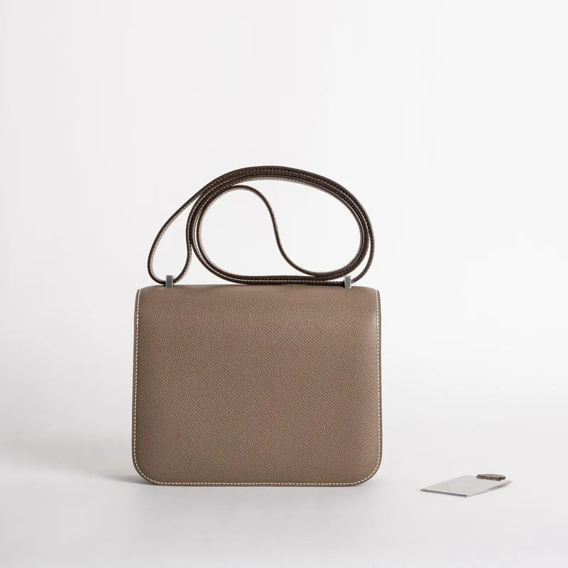 CONSTANCE 18 (MINI) EPSOM LEATHER ETOUPE WITH PALLADIUM HARDWARE (PHW) - 3