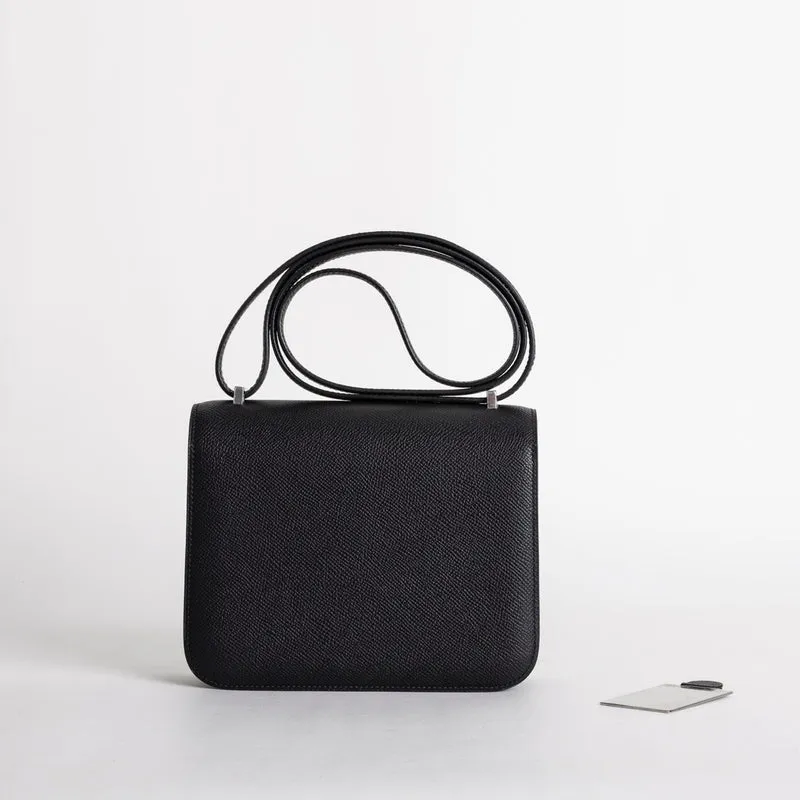 CONSTANCE 18 (MINI) EPSOM LEATHER NOIR (BLACK) WITH PALLADIUM HARDWARE (PHW) - 2