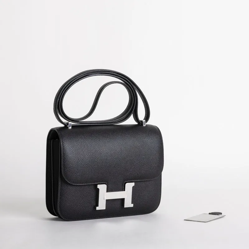 CONSTANCE 18 (MINI) EPSOM LEATHER NOIR (BLACK) WITH PALLADIUM HARDWARE (PHW) - 3
