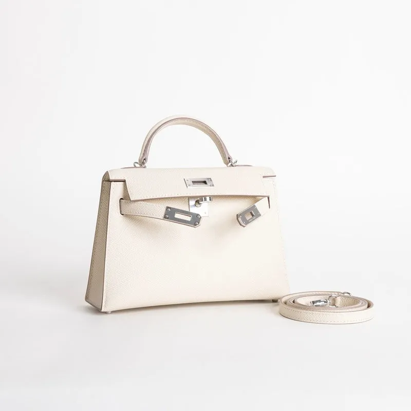 MINI KELLY II (20) EPSOM LEATHER CRAIE WITH PALLADIUM HARDWARE (PHW) - 3