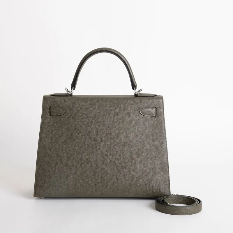 KELLY 28 EPSOM LEATHER VERT DE GRIS WITH PALLADIUM HARDWARE (PHW) - 2