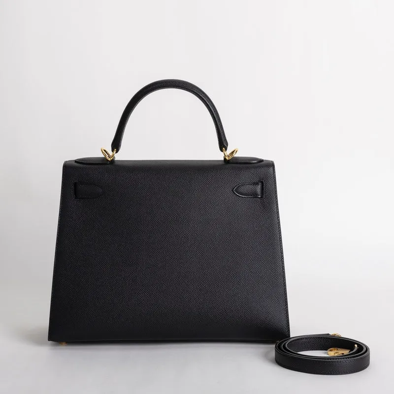 KELLY 28 EPSOM LEATHER NOIR (BLACK) WITH GOLD HARDWARE (GHW) - 2