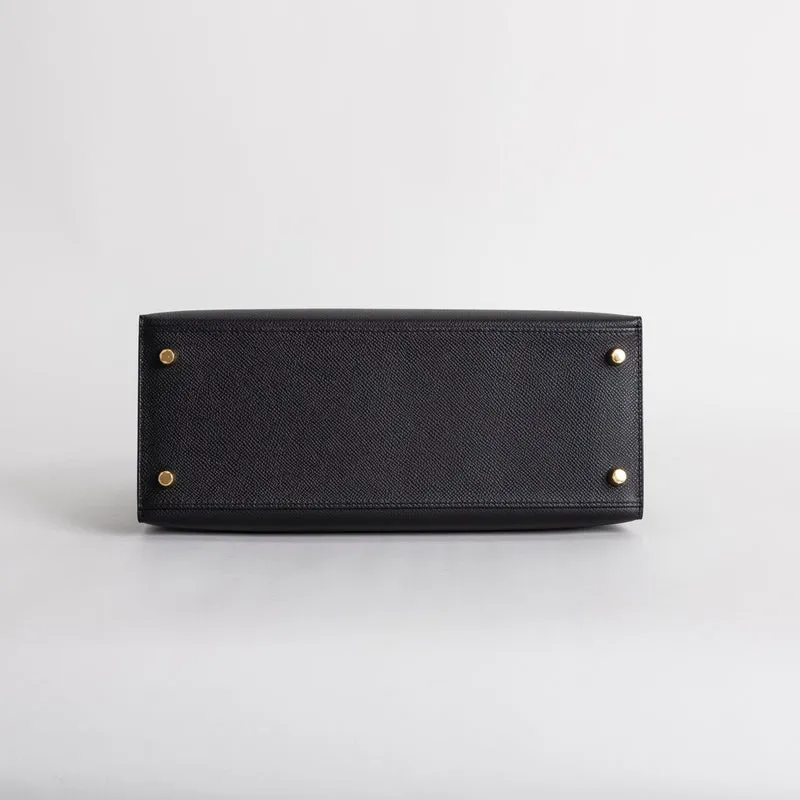 KELLY 28 EPSOM LEATHER NOIR (BLACK) WITH GOLD HARDWARE (GHW) - 5