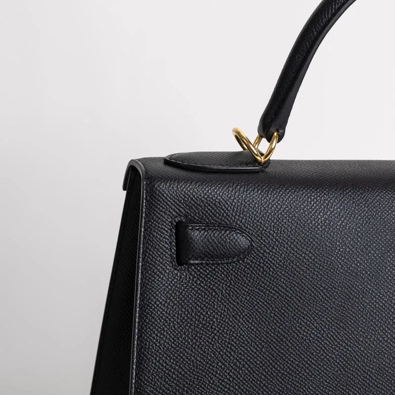 KELLY 28 EPSOM LEATHER NOIR (BLACK) WITH GOLD HARDWARE (GHW) - 4