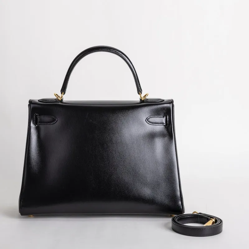 KELLY 32 BLACK BOX CALF LEATHER WITH GOLD HARDWARE (GHW) - 2