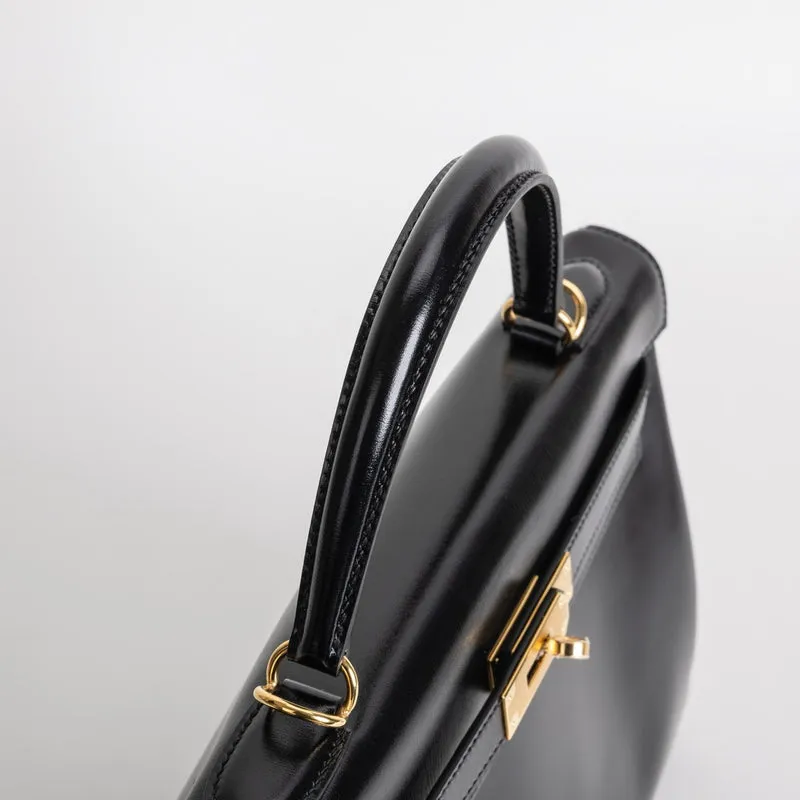 KELLY 32 BLACK BOX CALF LEATHER WITH GOLD HARDWARE (GHW) - 5