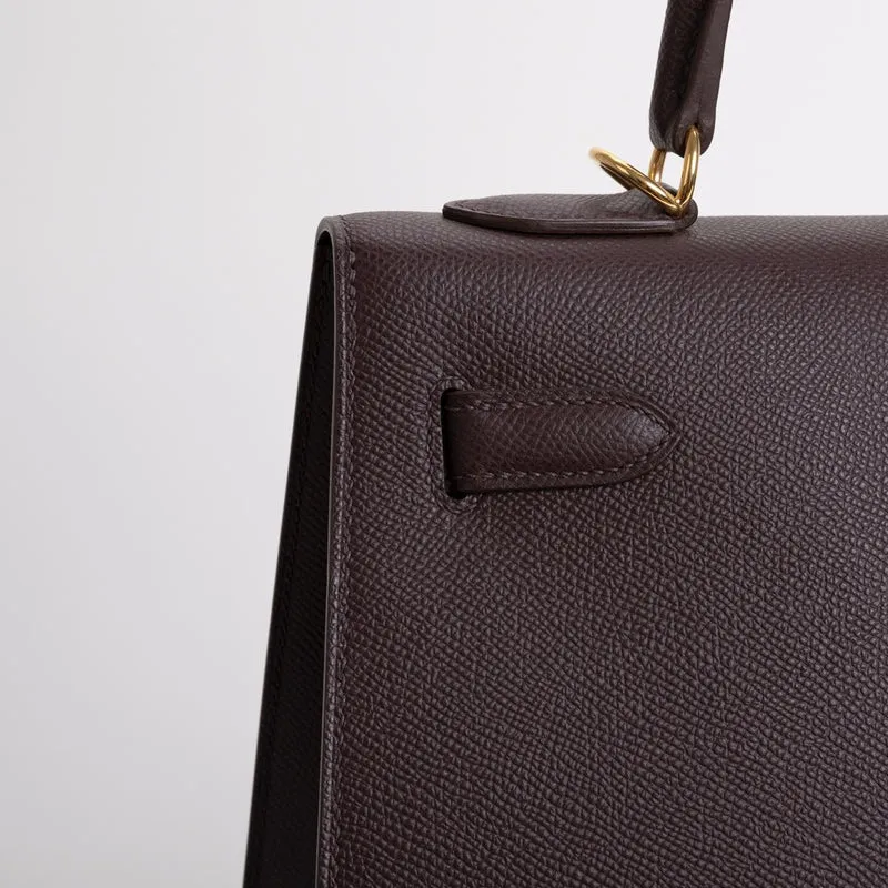 KELLY 32 EPSOM LEATHER ROUGE SELLIER WITH GOLD HARDWARE (GHW) - 3