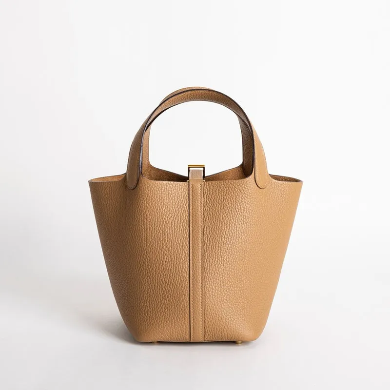 PICOTIN 18 LOCK CLEMENCE LEATHER BISCUIT WITH GOLD HARDWARE (GHW) - 3