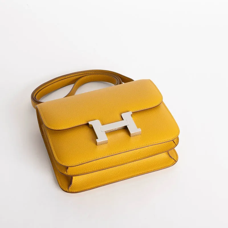 CONSTANCE 18 (MINI) EPSOM LEATHER JAUNE AMBRE WITH PALLADIUM HARDWARE (PHW) - 4