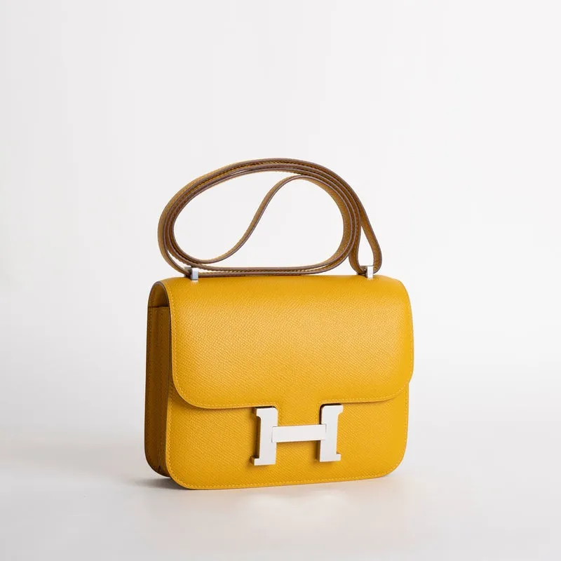 CONSTANCE 18 (MINI) EPSOM LEATHER JAUNE AMBRE WITH PALLADIUM HARDWARE (PHW) - 2