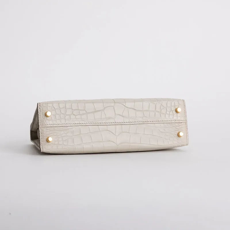 MINI KELLY II (20) MATTE MISSISSIPPIENSIS ALLIGATOR LEATHER BETON WITH GOLD HARDWARE (GHW) - 6