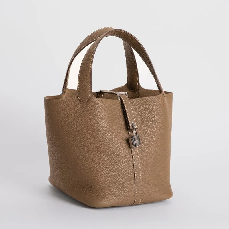 PICOTIN 22 LOCK CLEMENCE LEATHER ETOUPE WITH PALLADIUM HARDWARE (PHW) - 2