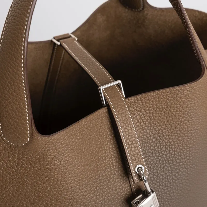 PICOTIN 22 LOCK CLEMENCE LEATHER ETOUPE WITH PALLADIUM HARDWARE (PHW) - 5