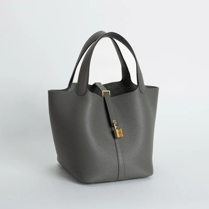 PICOTIN 22 LOCK CLEMENCE LEATHER GRIS MEYER WITH GOLD HARDWARE (GHW) - 2