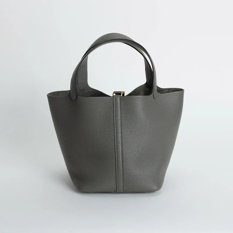 PICOTIN 22 LOCK CLEMENCE LEATHER GRIS MEYER WITH GOLD HARDWARE (GHW) - 3