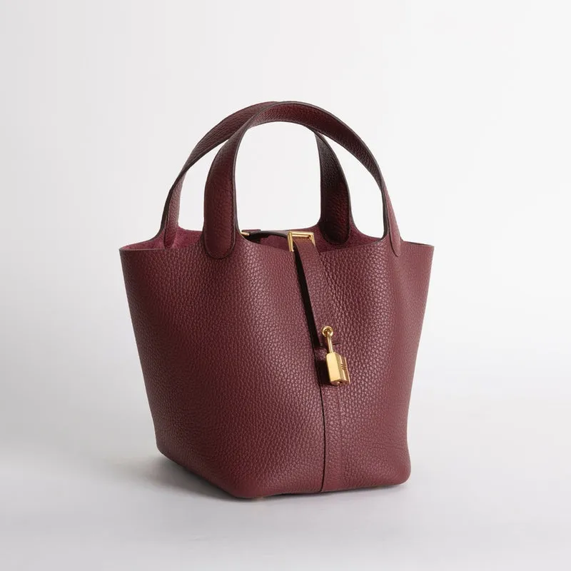 PICOTIN 18 LOCK CLEMENCE LEATHER ROUGE H WITH GOLD HARDWARE (GHW) - 2