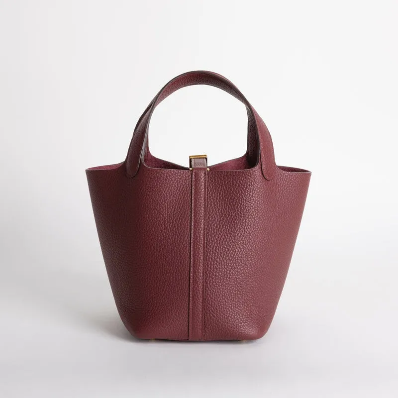 PICOTIN 18 LOCK CLEMENCE LEATHER ROUGE H WITH GOLD HARDWARE (GHW) - 3