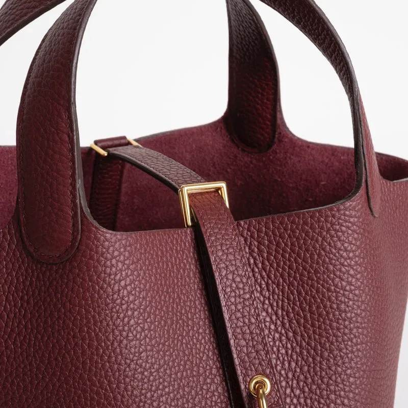 PICOTIN 18 LOCK CLEMENCE LEATHER ROUGE H WITH GOLD HARDWARE (GHW) - 5