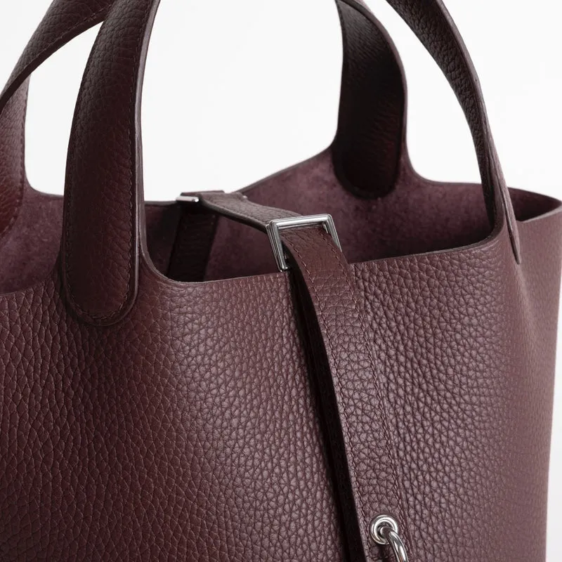 PICOTIN 18 LOCK CLEMENCE LEATHER ROUGE SELLIER WITH PALLADIUM HARDWARE (PHW) - 5