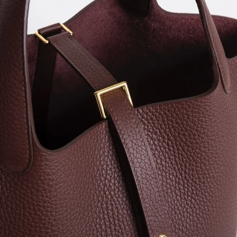 PICOTIN 18 LOCK CLEMENCE LEATHER ROUGE SELLIER WITH GOLD HARDWARE (GHW) - 5