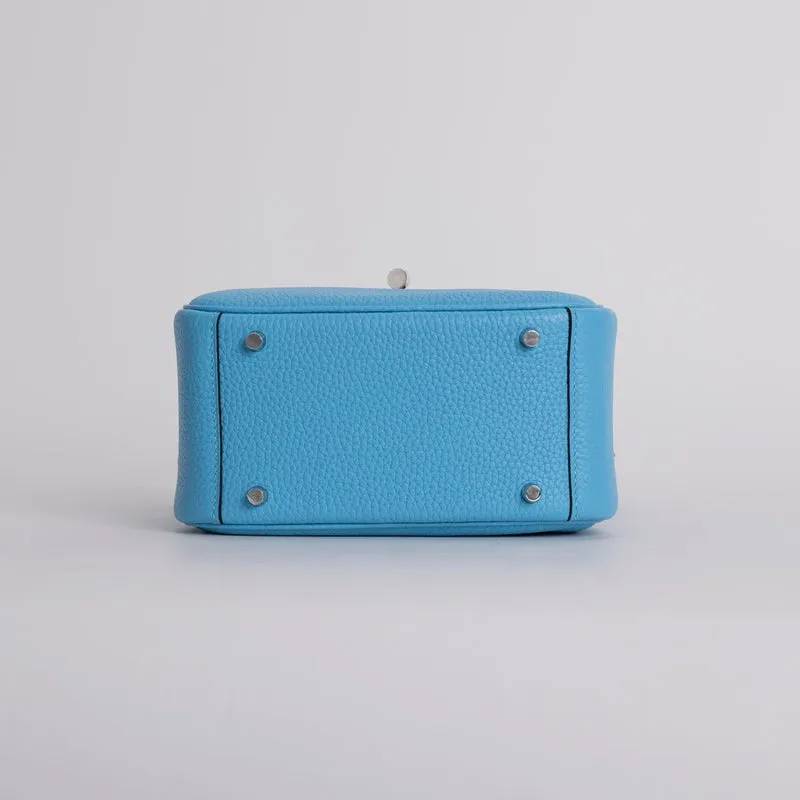 MINI LINDY 20 CLEMENCE LEATHER BLEU DU NORD WITH PALLADIUM HARDWARE (PHW) - 4